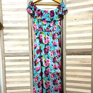 Betsey Johnson Malibu blue Floral Maxi Dress